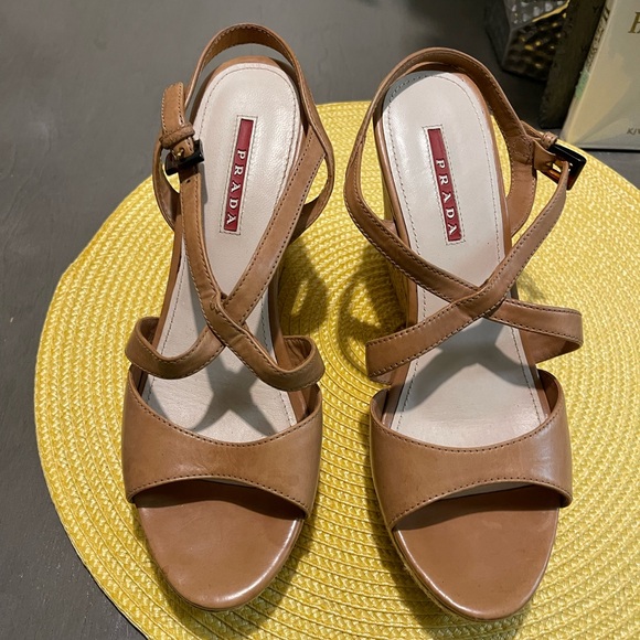 Prada Tan Sandals with Elegant Leather Straps - Picture 1 of 7